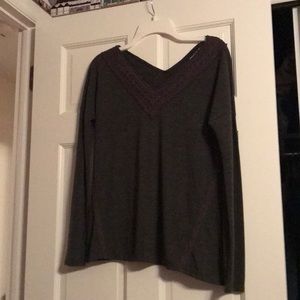 Grey sweater with lace collar